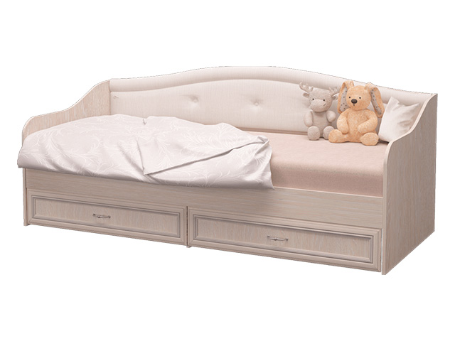 Кровать-софа с 2-мя ящиками с мягким элементом, ламели (с/п 800)