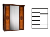 Шкаф 4-х дверный (с зеркалами) для платья и белья (К2Ш1/4[2])