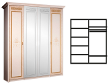Шкаф 4-х дверный (с зеркалами) для платья и белья (К3Ш1/4[1])