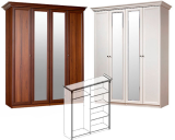 Шкаф 4-х дверный (с зеркалами) для платья и белья (071/151)